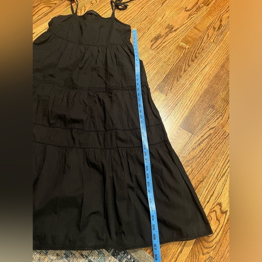 Hatch | Black Maternity Dress Tiered Pockets Spaghetti Strap Tie Sz 1/S - Picture 10 of 10